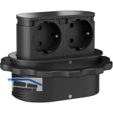 HPF Steckdosenelement Piccolino 2 Stk. Schukosteckdosen, schwarz