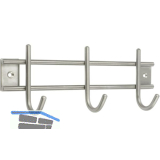 Garderobenleiste Satis mit 3 Haken, Breite 220 mm, Edelstahl geb�rstet