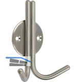 Mantelhaken Kabah mit Platte � 46 mm, H 101 mm, T 39 mm, Edelstahl geb�rstet