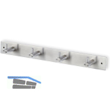 Garderobenleiste Aton mit 4 Haken, Breite 322 mm, Edelstahl geb�rstet