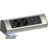 BACHMANN Steckdosenleiste Casia2 K 2-fach Schuko + USB A+C Charger Edelstahl