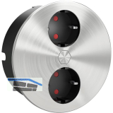 HPF Einbausteckdose Duplex-R, 2 Stk. Schukosteckdosen, Edelstahl