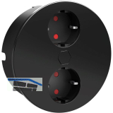 HPF Einbausteckdose Duplex-R, 2 Stk. Schukosteckdosen, schwarz