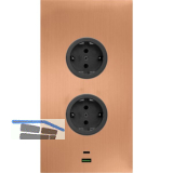 CARESSI Steckdosenelement 2ST20 2 Schukosteckdosen, 2 Stk. USB, kupfer