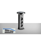 EKOTECH Steckdose ET-111-E 3xSchuko, USB A+C-Charger, QI-Charger, schwarz