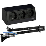 EVOline R-Dock Steckdosenelement 3 x Schuko schwarz Set mit EVOline Wing