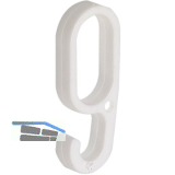 Haken 1a f�r Oval-Schrankrohr 30 x 15 mm, Kunststoff wei�