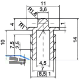 ALUMIS GST Innenfront Einfachlaufschiene unten, 11 x 8,5 mm, Aluminium eloxiert