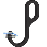 Haken HO1 f�r Oval-Schrankrohr 30 x 15 mm, Zamak schwarz