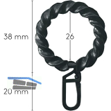 LEHA Vorhangring Rustikal Kunststoff schwarz