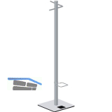 Garderobenst�nder 0984 mit 4 Haken und Schirmring, H�he 1670 mm, Edelstahl/Stahl