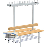 RONTEC Sitzbankst�nder doppelseitig mit Schuhablage 1000 mm Alu natur eloxiert