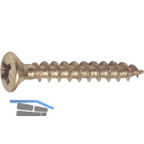 Spanplattenschraube Linsensenkkopf 3.0x 30 Vollgewinde Pozidriv 1 vermessingt