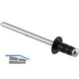 ISO15977 Blindniete Flachrundkopf 4.0x 8 Aluminium mit Stahldorn RAL9005 schwarz