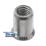 Blindnietmutter Senkkopf Unterkopfverzahnt Rundschaft offen M 8x16.5 Stahl verz.