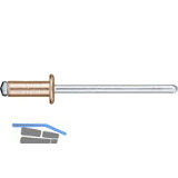 Spenglerniete ISO16582 Flachrundkopf 3.0x 8 Kupfer mit Stahldorn