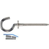 Gebogener Schraubhaken mit Holzgewinde 5,8x95 verzinkt-blau