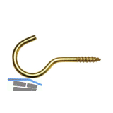 Schraubhaken mit Holzgewinde gebogen 2,3x20 Stahl vermessingt