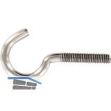 Schraubhaken mit metrischem Gewinde gebogen M 8x80 Edelstahl A2