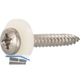 Fensterbankschraube 3.9x16 Pozidriv Kreuzschlitz Edelstahl A2 mit Polyamid-Sch.