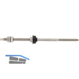 Stockschraube M12x400 mit Muttern & EPDM-Dichtung - Edelstahl A2 vormontiert