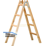 JUST Holz Stehleiter Sprossen=4 L�nge=1,36 m mit Gurt