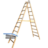 JUST Holz Stehleiter Sprossen=10 L�nge=3,16 m mit Gurt