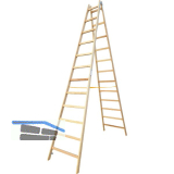 JUST Holz Stehleiter Sprossen=12 L�nge=3,76 m mit Gurt