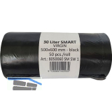 M�lls�cke Polyethylen 30 Liter, 11 my 500 x 600 mm ohne Zugband schwarz