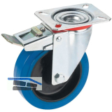 D�RNER + HELMER Lenkrolle Elastik blau Platte 100 mm 150 kg Feststeller