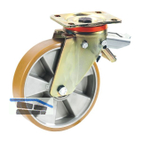 D�RNER + HELMER Lenkrolle Polyurethan Alu-Guss-Felge 100 mm 250 kg Feststeller