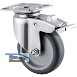 TENTE Lenkrolle Edelstahl Plattenbefestigung nachl. Totalfeststeller 75 mm 75 kg