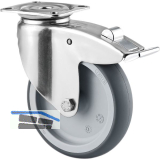 TENTE Lenkrolle Edelstahl Platte nachlaufender Totalfestst. 125 mm 100 kg