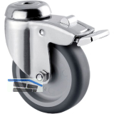 TENTE Lenkrolle Edelstahl R�ckenloch und Feststeller 75 mm 75 kg