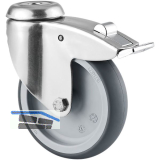 TENTE Lenkrolle TPE Edelstahl mit R�ckenloch und Feststeller 125 mm