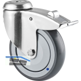 TENTE Lenkrolle PUR/Edelstahl mit nachlaufendem Totalfeststeller 100 kg