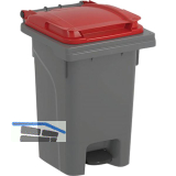 M�lltonne 60 Liter Kunststoff grau/rot Urban Pro
