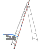 HYMER Alu-Stufen-Stehleiter mit Plattform Type 8026 Stufen 14 L�nge=4,20 m