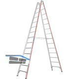 HYMER Alu-Sprossen-Stehleiter Type 6023 Sprossen=2 x 14 L�nge=4,10 m