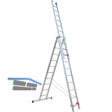 JUST Alu-Mehrzweck Industrieleiter 3-tlg.Type53 Sprossen=3x14 L�nge=6,90/10,34 m