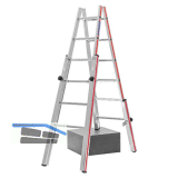 HYMER Alu-Treppen-Stehleiter Type 4123 Sprossen=2 x 6 L�nge=1,75 m