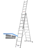 ALU-PRO Allzweckleiter 3-teilig Typ 70047 Sprossen=3x10L�nge von 2,88/6,52m