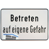 Hinweisschild Betreten auf eigenen Gefahr 300 x 200 mm