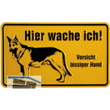 Hinweisschild Hier wache ich! Vorsicht bissiger Hund 200 x 120 mm