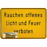 Hinweisschild Rauchen, offenes Licht und Feuer verboten 300 x 200 mm