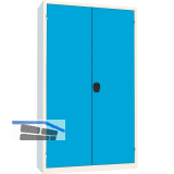 Fl�gelt�rschrank 1950 x 1180 x 500 mm RAL7035 lichtgrau/5012 lichtblau