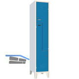 Z-Garderobenschrank Abteilanzahl 2 RAL7035/5010 grau/blau