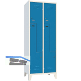 Z-Garderobenschrank Abteilanzahl 4 RAL7035/5010 grau/blau