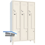 Z-Garderobenschrank Abteilanzahl 6 RAL7035 lichtgrau
