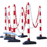 Kettenst�nder-Set 6 Pfosten rot/wei� mit 10 m Kette